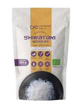 Livsmart organic shirataki noodle pouch with blue pasta strands, 200 g