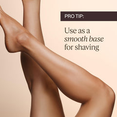 L'Occitane smoothing cream applied to legs for a smooth base for shaving