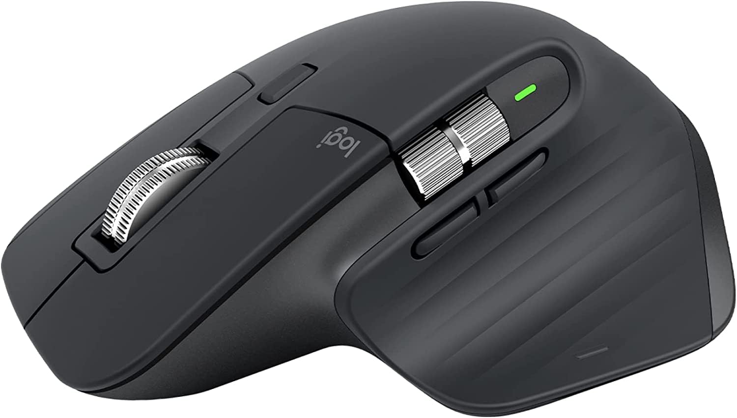 Logitech ergonomic mouse for productivity in black with scroll wheels and side buttons