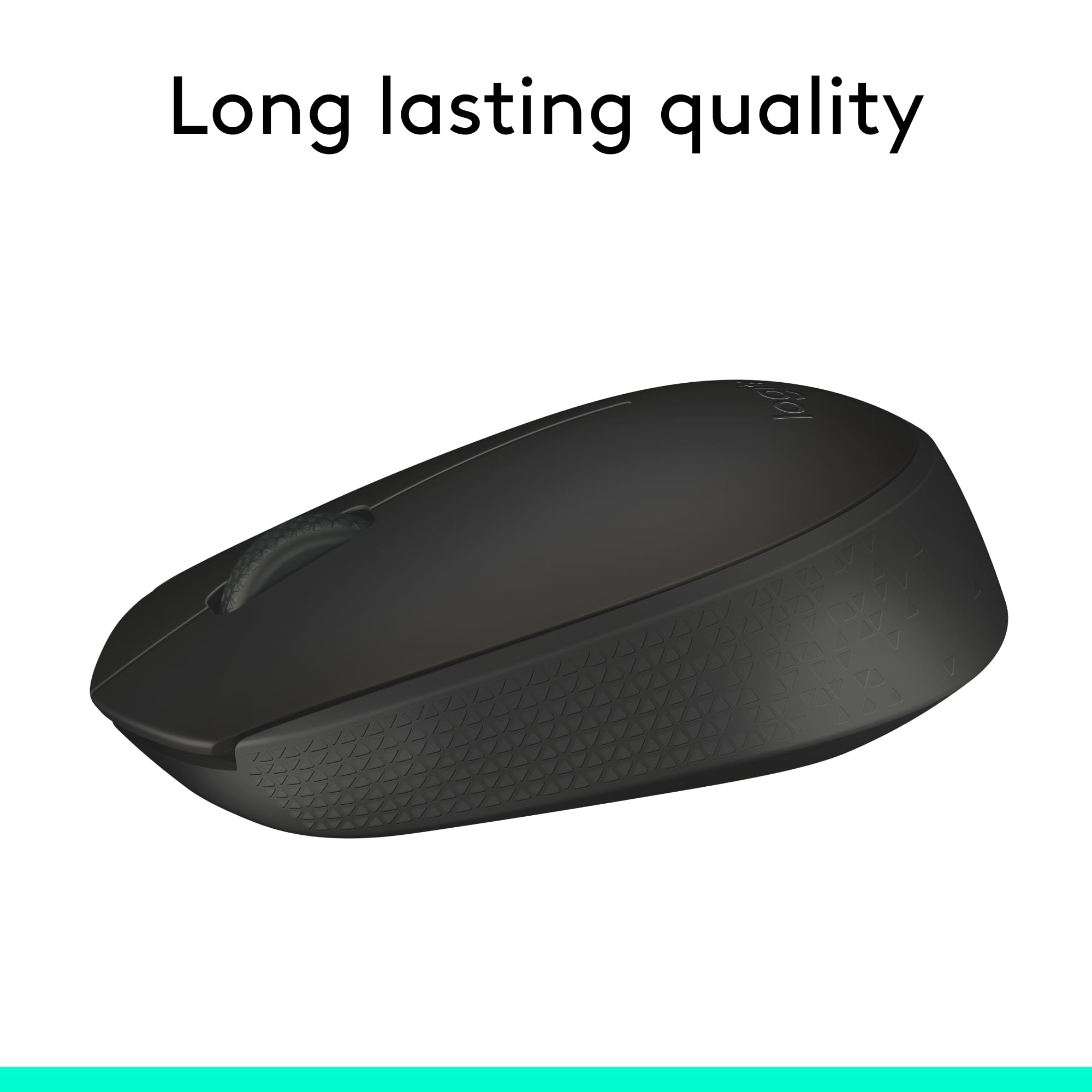 Black Logitech M171 wireless mouse with ergonomic design and long lasting quality