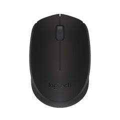 Black Logitech M171 wireless mouse with ergonomic design and scroll wheel