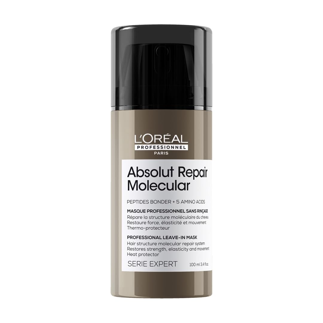 L’Oréal Absolut Repair Molecular Leave-In Mask in a 100ml bottle for hair restoration and protection