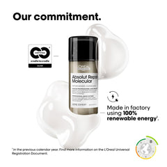 L’Oréal Absolut Repair Molecular Leave-In Mask in a sleek bottle with a creamy texture, ideal for damaged hair repair