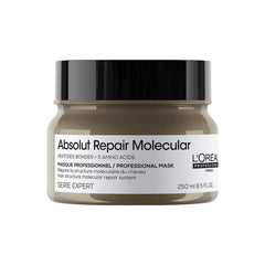 L'Oréal Absolut Repair Molecular Mask in a 250ml jar for restoring hair structure and moisture