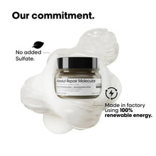 Hair repair rinse mask jar with black lid in white cream splash