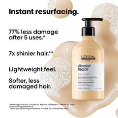 L'Oreal Absolut Repair Shampoo 500ml with nourishing formula for softer, shinier hair and less damage