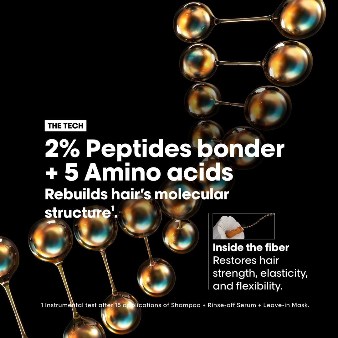 L'Oréal Absolute Molecular Repair Shampoo with 2% Peptides and 5 Amino Acids for hair restoration