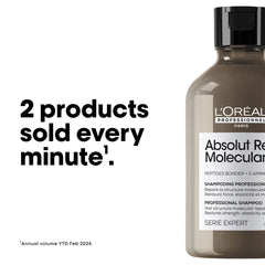L'Oréal Absolute Molecular Repair Shampoo in a sleek bottle for restoring hair strength and elasticity