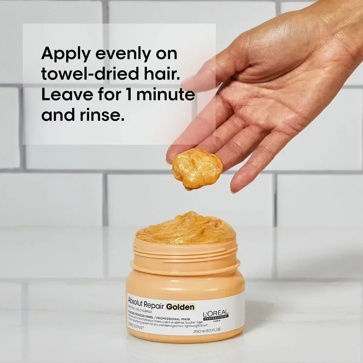 L'Oréal Professionnel | Absolute Repair Gold Mask | For Dry and Damaged Hair | Repairs and Moisturizes Dry and Damaged Hair | With Quinoa and Gold Protein | Serie Expert | 250 ml - Mumzar