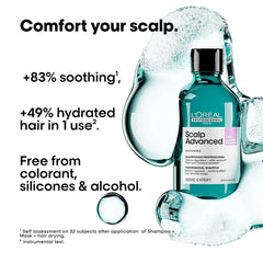 L’Oréal Professionnel Scalp Advanced Shampoo Bottle, an anti-discomfort shampoo for sensitive scalp, promoting hydration