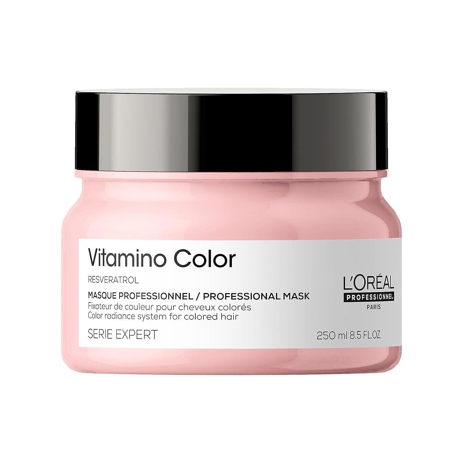 L'Oreal Color Mask for color-treated hair in a pink 250ml jar, designed to enhance and protect color vibrancy