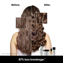Hair comparison with detox shampoo bottles at bottom right