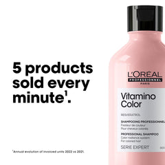 L’Oréal Professionnel Vitamino Color Shampoo for color-treated hair in a pink bottle with professional labeling