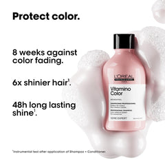L’Oréal Professionnel Vitamino Color Shampoo for color-treated hair, promoting shine and color protection