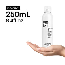 250 mL TecniArt Volume Lift mousse bottle in hand with pump cap