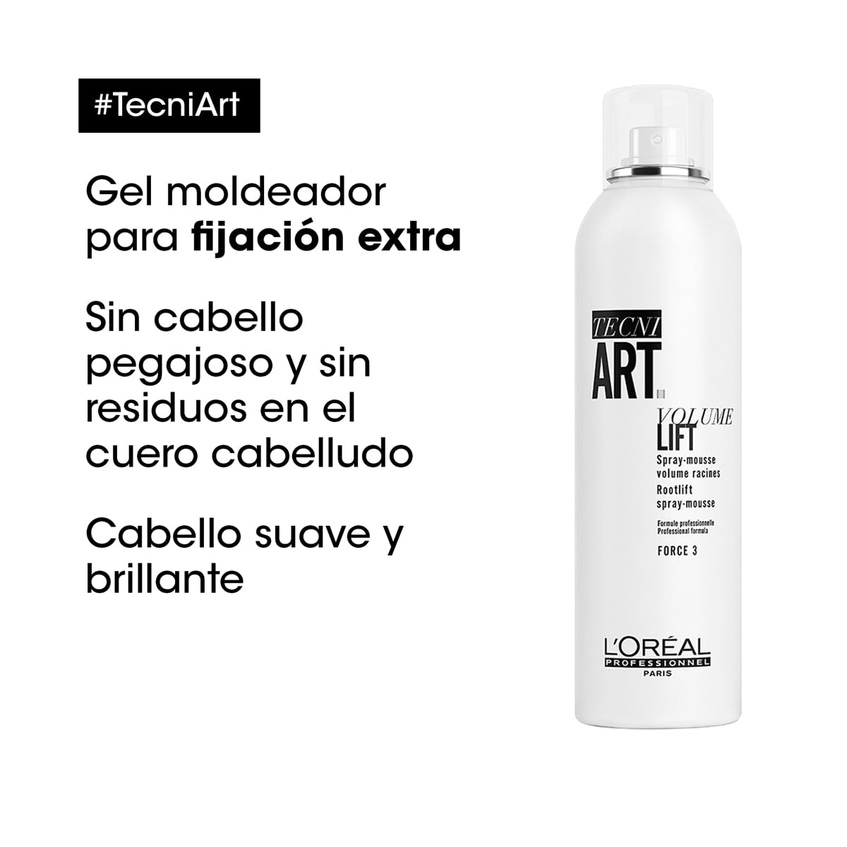 L’Oreal Volume Lift Mousse for extra hold with no sticky residue, ensuring soft, shiny hair