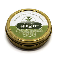 Shilajit resin tin with green label, 10 g net weight