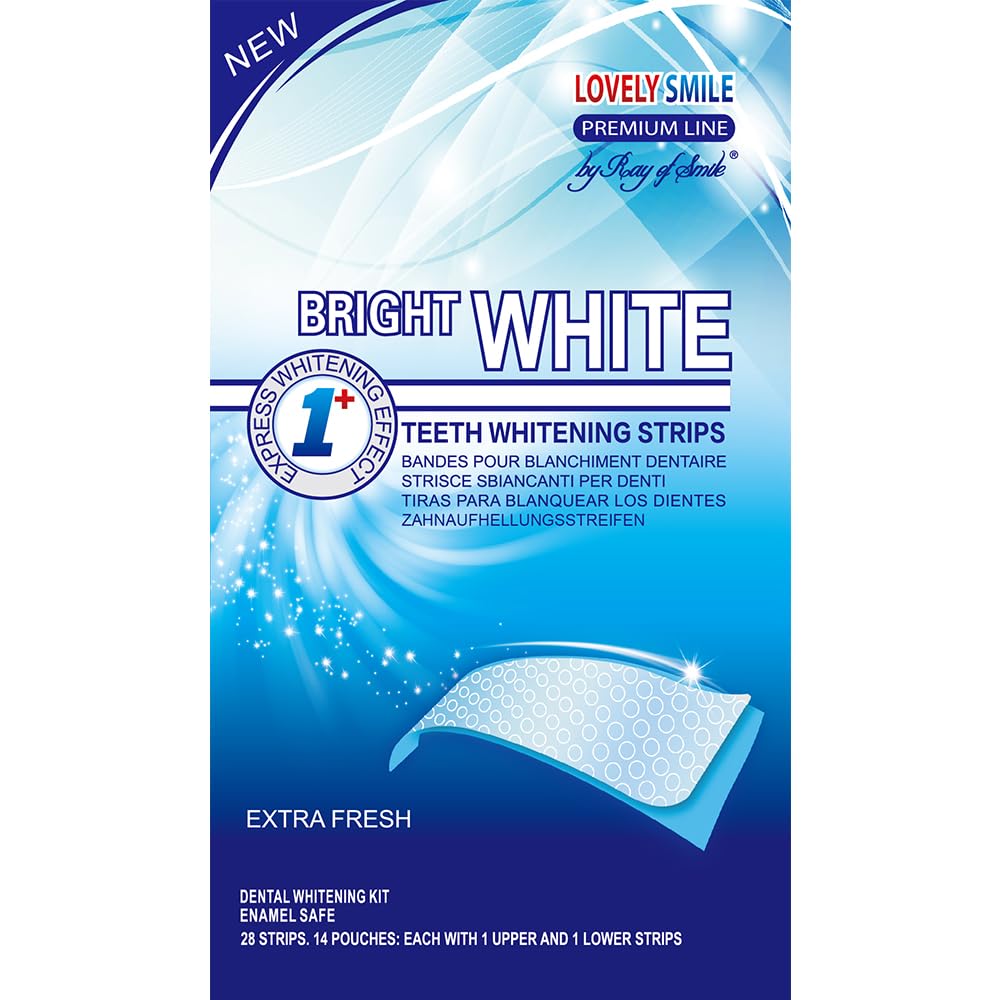 RAY OF SMILE Bright White Lovely Smile premium teeth whitening strips UAE extra fresh blue box showing strip