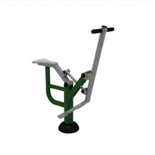 Green low-impact exercise trainer with padded seat and arm handles
