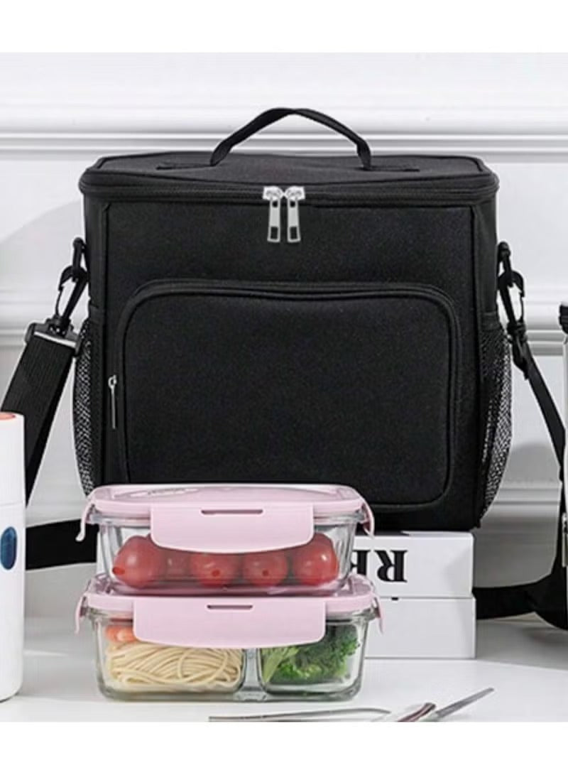 Huitich black lunch box bag UAE with multiple compartments and space for meal containers