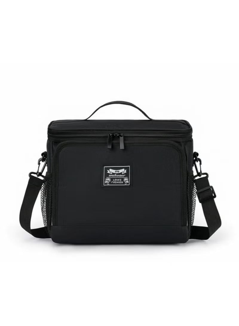 Huitich black insulated lunch box bag UAE with adjustable shoulder strap and mesh side pockets