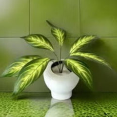 Huitich artificial lush green rose plant pack in white pot with vibrant leaves decor