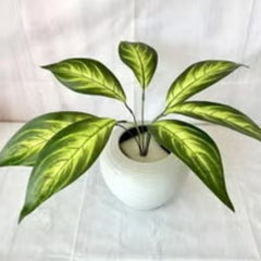 Huitich lush green rose plant pack with vibrant artificial leaves in a white pot