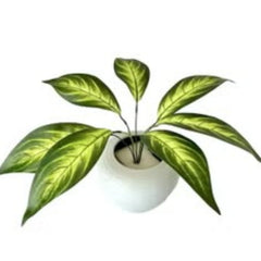Huitich lush green rose plant pack artificial flower with vibrant green leaves in white pot