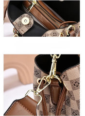 Huitich luxury patterned shoulder bag for women featuring brown checkered design and gold hardware details