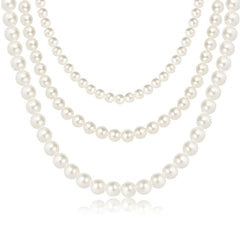 Huitich luxury pearl necklace with multiple strands of white pearls in various sizes