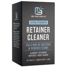 Extra strength retainer cleaner box, black with Mint M3 Naturals branding
