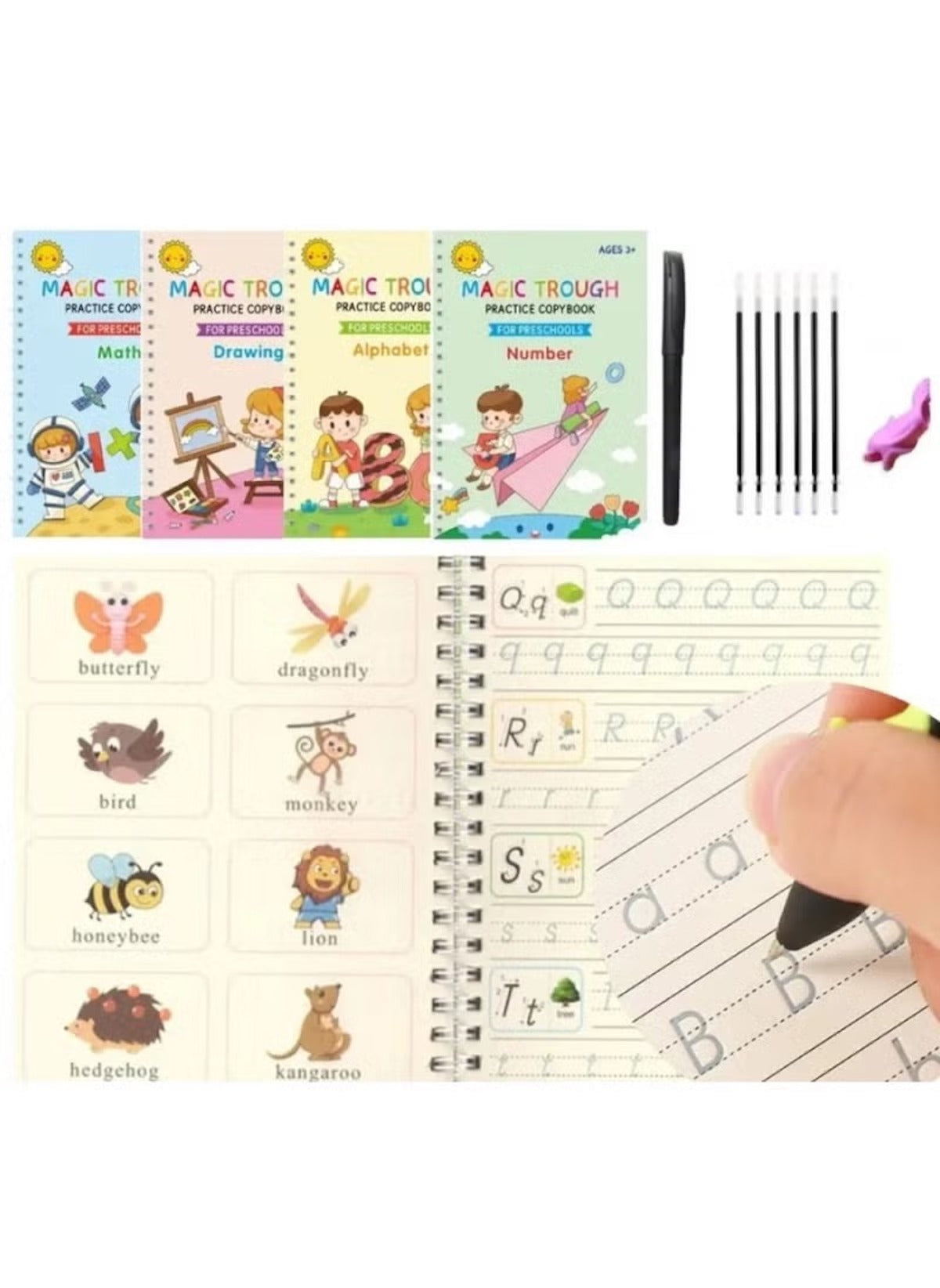 Mumzar magic calligraphy copybook set with practice books, markers, and tracing pages for kids
