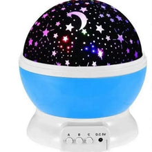 Galaxy night lamp with purple star dome, blue base, and white control dial panel