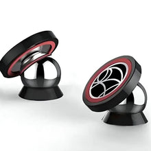 Magnetic car phone holder bracket, two angles, black base with red ring