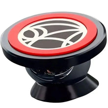 Magnetic car phone holder bracket with round red ring and dark gray base
