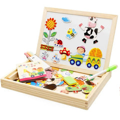 Huitich magnetic drawing board for children with colorful animal and vehicle magnets and markers