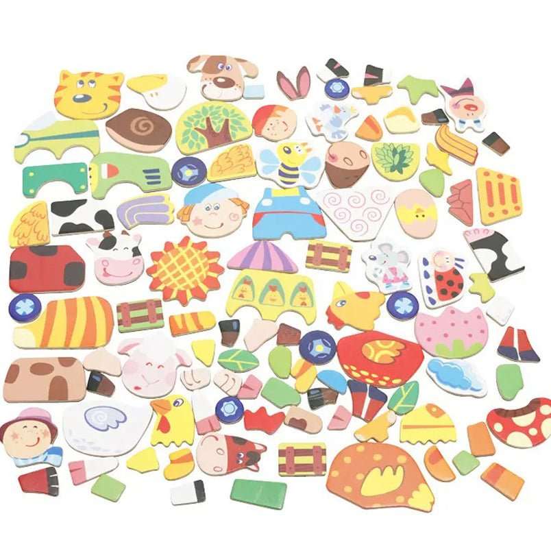 Huitich magnetic drawing board for children with colorful animal and shape magnets for creative learning