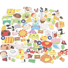 Set of magnetic animal and object shapes in assorted colors