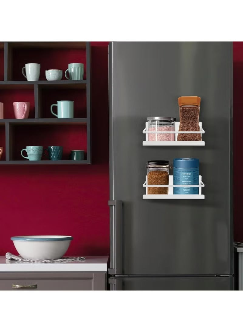 Huitich magnetic kitchen rack mounted on refrigerator holding spice jars and containers