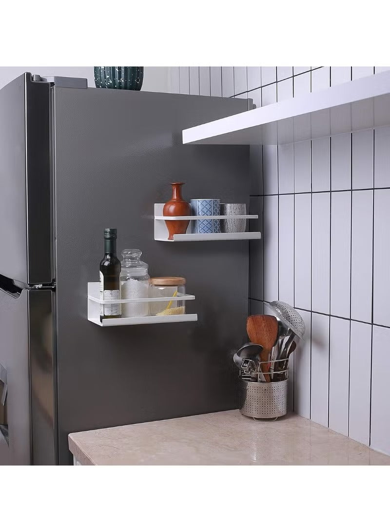 Huitich magnetic kitchen rack mounted on refrigerator holding jars and cups in modern kitchen