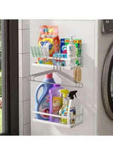 Magnetic kitchen door rack set with cleaning bottles and boxed goods
