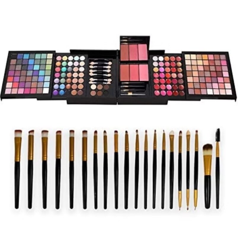 Huitich 177 color makeup palette set with diverse eyeshadows, blushes, and 22 professional makeup brushes