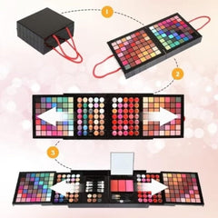 Huitich 177 color makeup palette set with vibrant eyeshadows, blushes, and applicators in compact foldable design