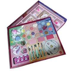 Huitich makeup and accessory kit for girls with colorful eyeshadows brushes and jewelry storage
