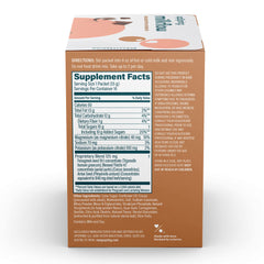 UpSpring box back panel showing Supplement Facts and directions for chocolate lactation supplement drink
