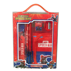 Huitich Spider-Man stationery kit for kids with pencils sharpener eraser and pouch in red packaging