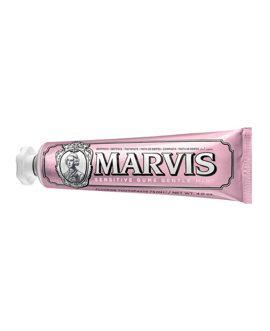 Marvis Sensitive Gums Toothpaste pink tube in classic retro packaging gentle mint flavor 75 ml