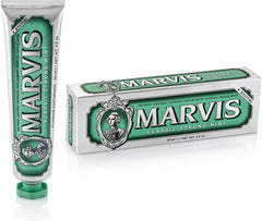 Marvis strong mint toothpaste UAE tube and box classic strong mint green silver packaging