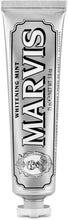 Marvis whitening mint toothpaste tube, close-up front view