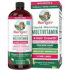 MaryRuth's liquid multivitamin for hair growth in Dragon Fruit Melon flavor with biotin for thicker hair